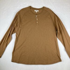 Goodthreads Henley Long Sleeve T-Shirt Mens XXL Thermal Brown Caramel Button Top